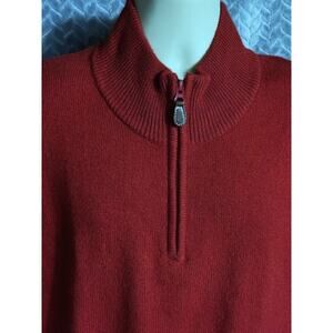 Jos A Bank Mens 1/4 Zip Lambswool Sweater in Rust Size L Luxury Preppy Casual